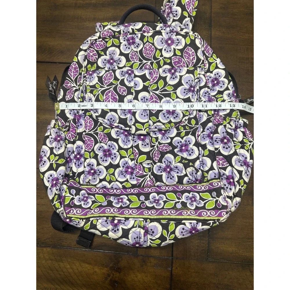 Vera Bradley Plum Crazy Small Backpack Bookbag Retired Purple Floral Cotton